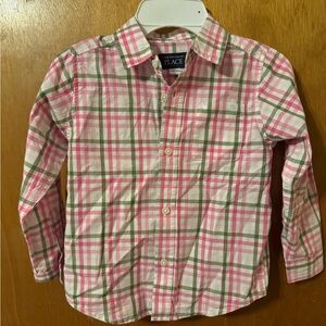 The Children's Place Pink and Green Button Down Shirt